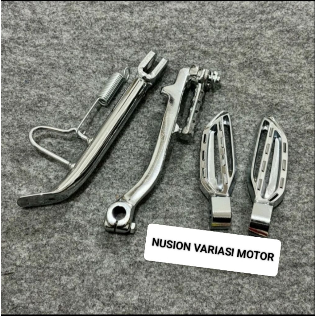 PAKET COD STANDAR SAMPING CHROME+STEP NEW CHROME+SELAHAN ENGKOL CHROME KICK STARTER MIO SMILE FINO M
