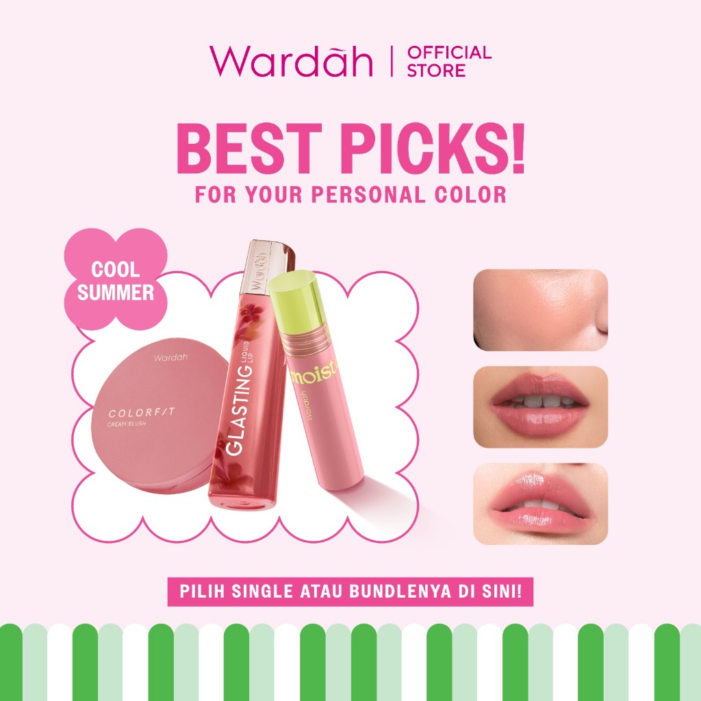 [PCA: COOL SUMMER] WARDAH Your Cool Summer Packlist Cream Blush - Moist Dew Tint - Glasting Liquid L