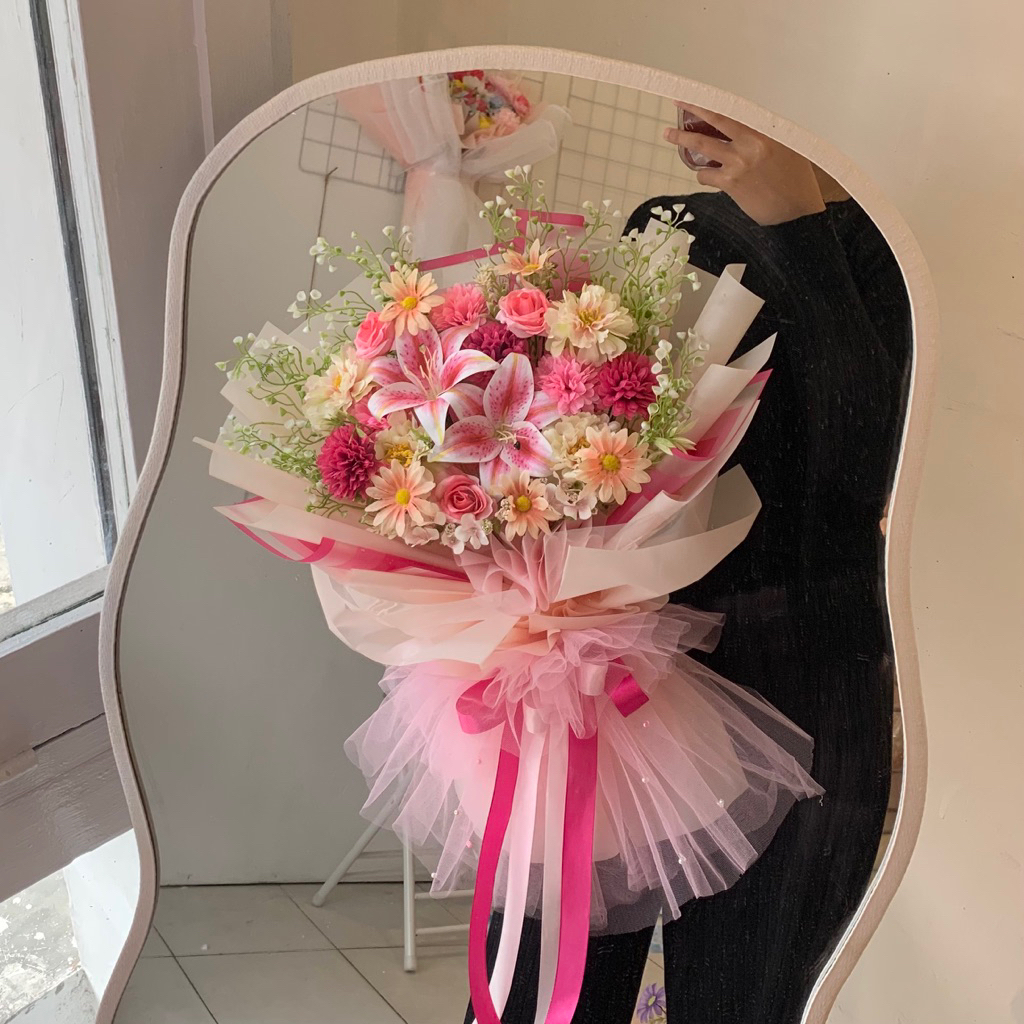 PO Buket bunga/bucket/Bouquet korea bunga | Buket Wisuda | Buket Bunga Ulang Tahun | Buket Boneka | 