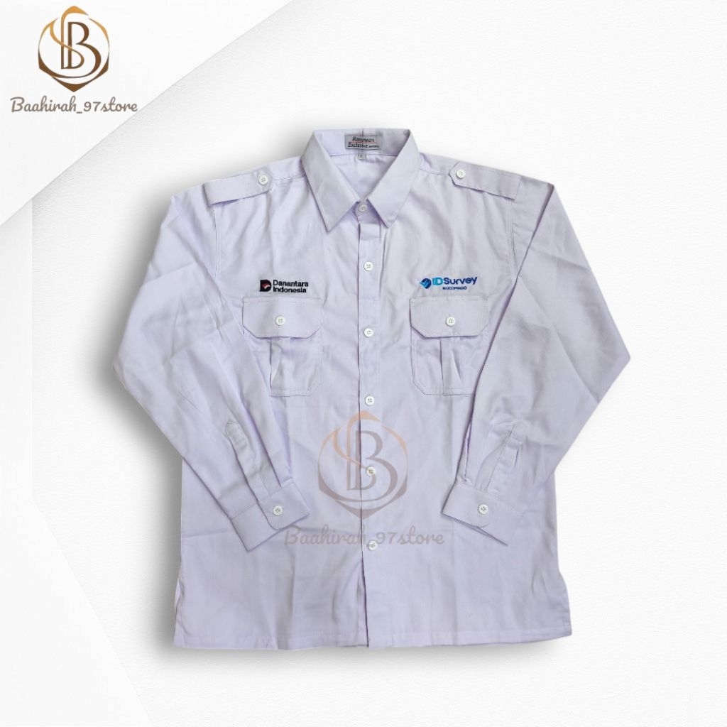 kemeja Danantara ID Survey Succofindo panjang kantong 2 putih