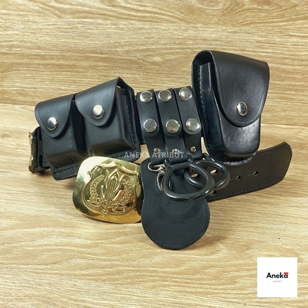 Kopel Satpam Security Kulit Sabuk Satpam Security Lengkap Fullset Kulit Sintetis Hitam Doff