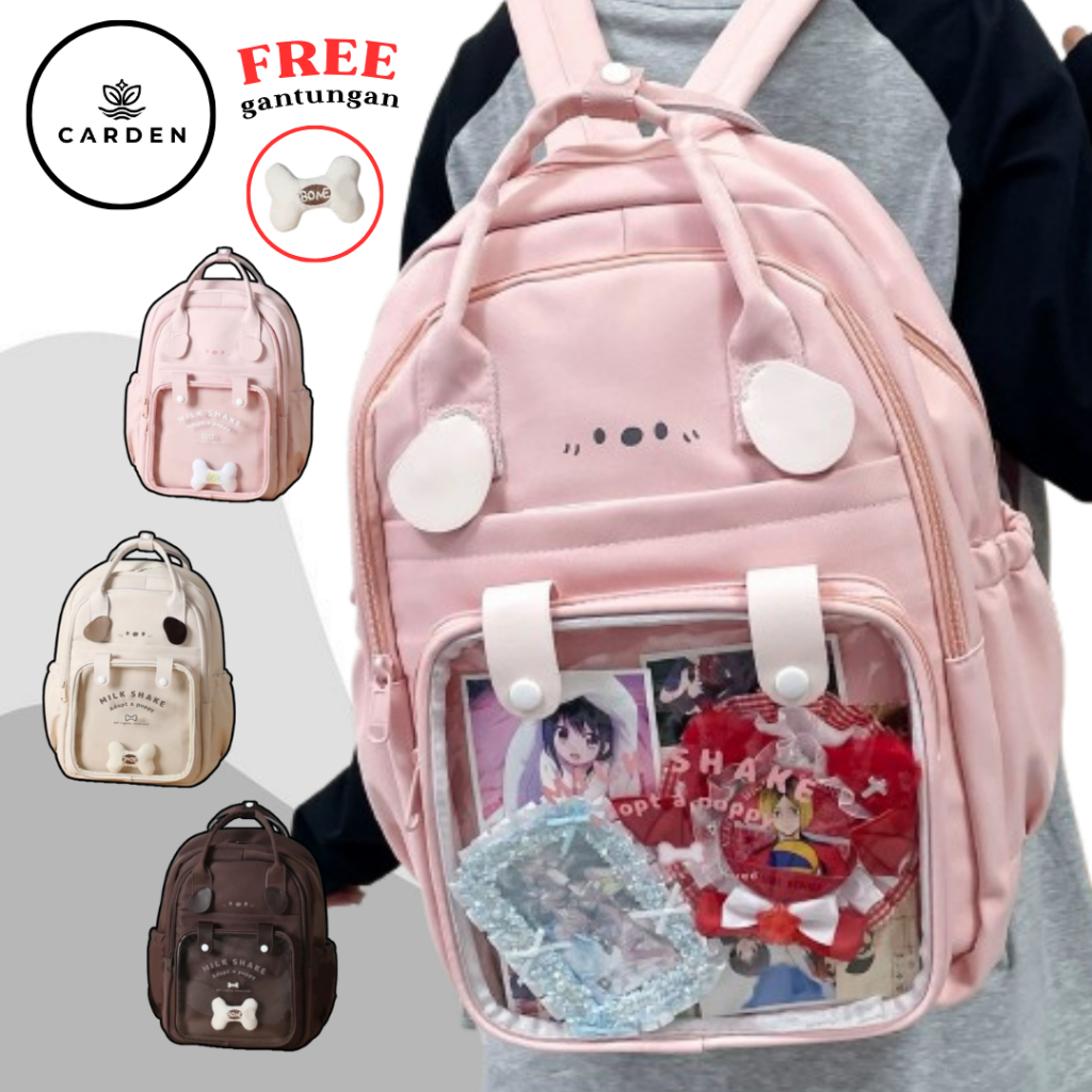 Ransel Backpack Karakter Puppy Transparan Tas Wanita Pria Lucu Korea Fashion Premium Ransel SD SMP S