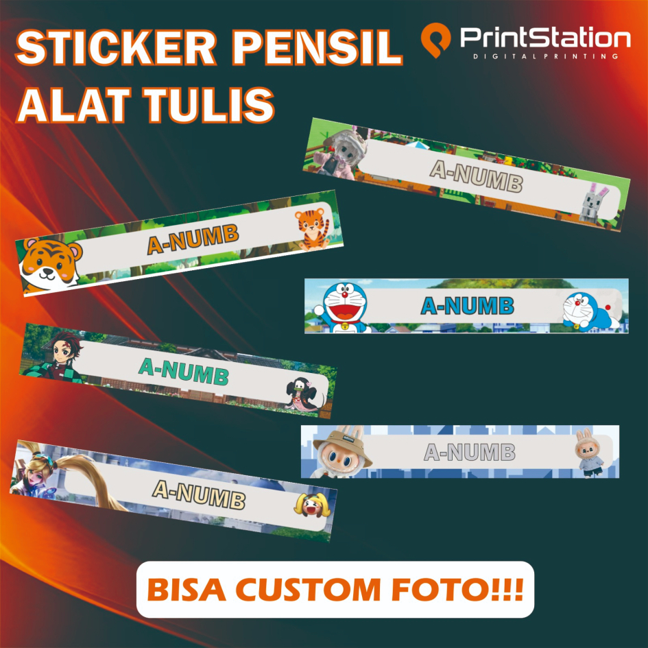 

STIKER STICKER NAMA ALAT TULIS CUSTOM STIKER PENSIL / KOTAK PENSIL / BARANG ANAK CUSTOM FREEE DESIGN