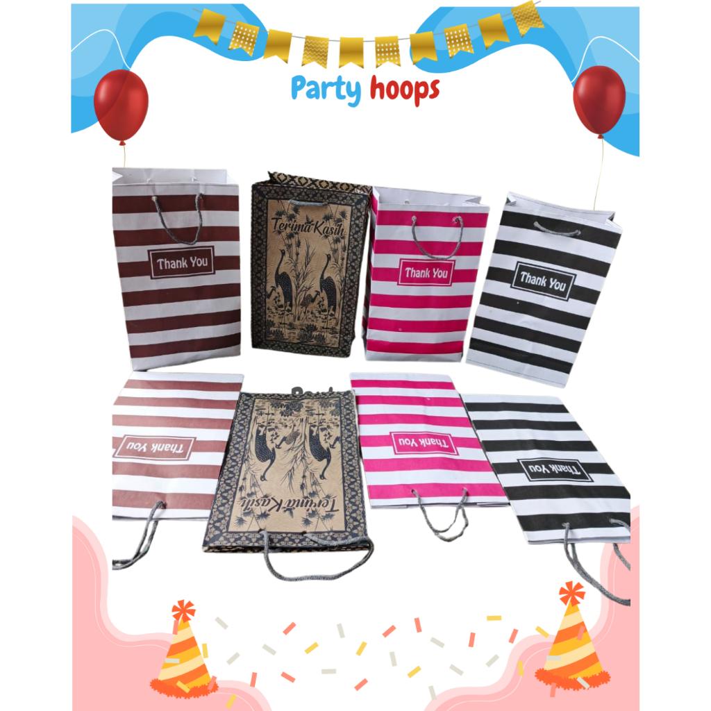 

paper Bag Motif STRIP Ukuran 15x25cm Tas Kertas Hitam Papper Bag Polos