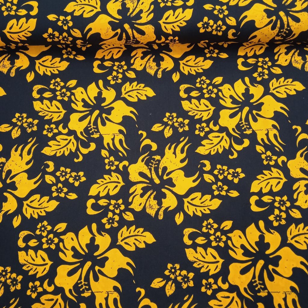 KAIN KATUN POPLINE PREMIUM IMPORT MOTIF BUNGA KUNING