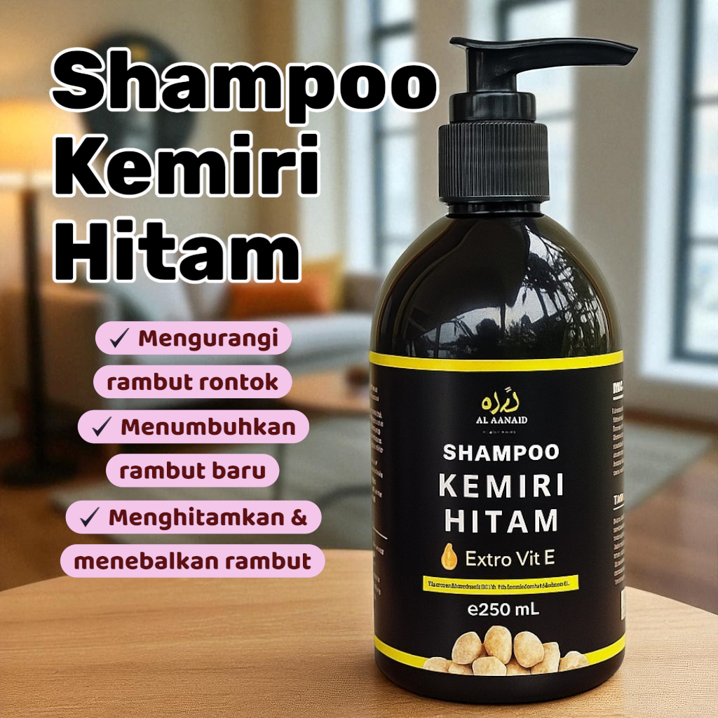 Shampoo Kemiri Hitam 100ml - Shampoo Kemiri Hitam 250ml– Shampoo Alami untuk Rambut Rontok & Menghit