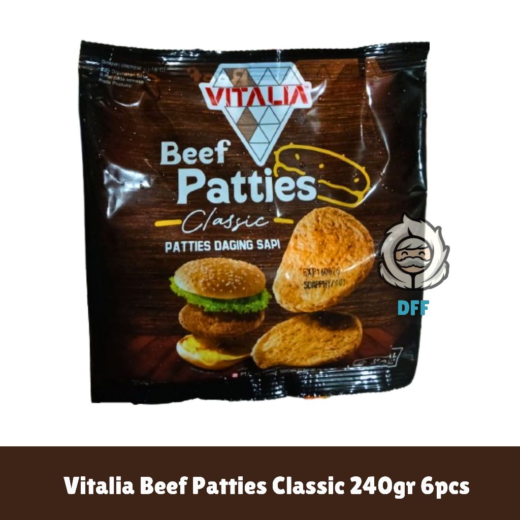 

Vitalia Patties Classic 240gr Daging Sapi Burger Beef Patty Frozen Food