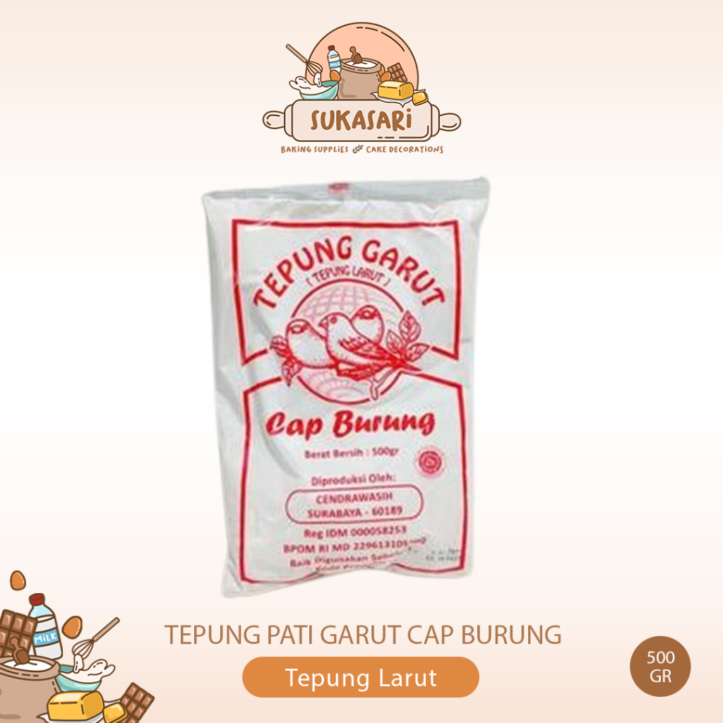 

Tepung Pati Garut 500gr Cap Burung / Tepung Larut premium