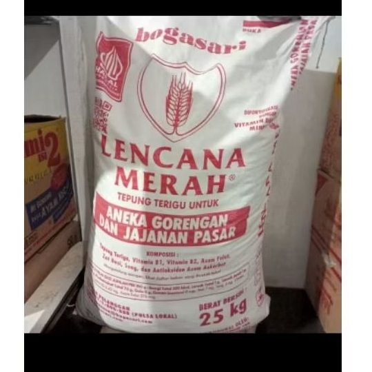 

Tepung terigu Lencana Merah 1karung (25kg)