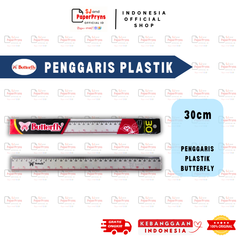 

Penggaris Plastik Butterfly 30cm Transparan – Ruler Sekolah & Kantor