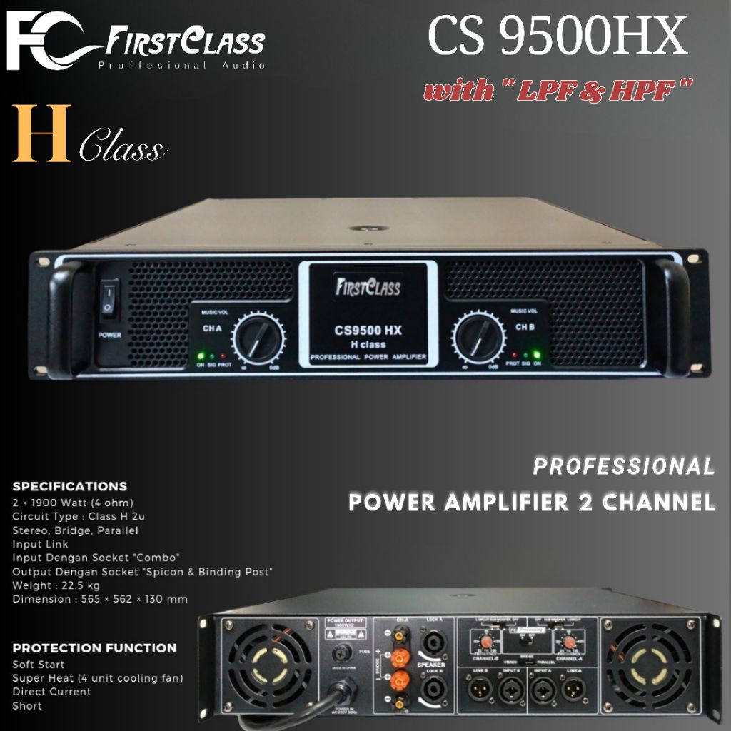 Professional Power Amplifier Firstclass CS 9500HX | Power Cs 9500hx CS9500 H CLASS With crossover