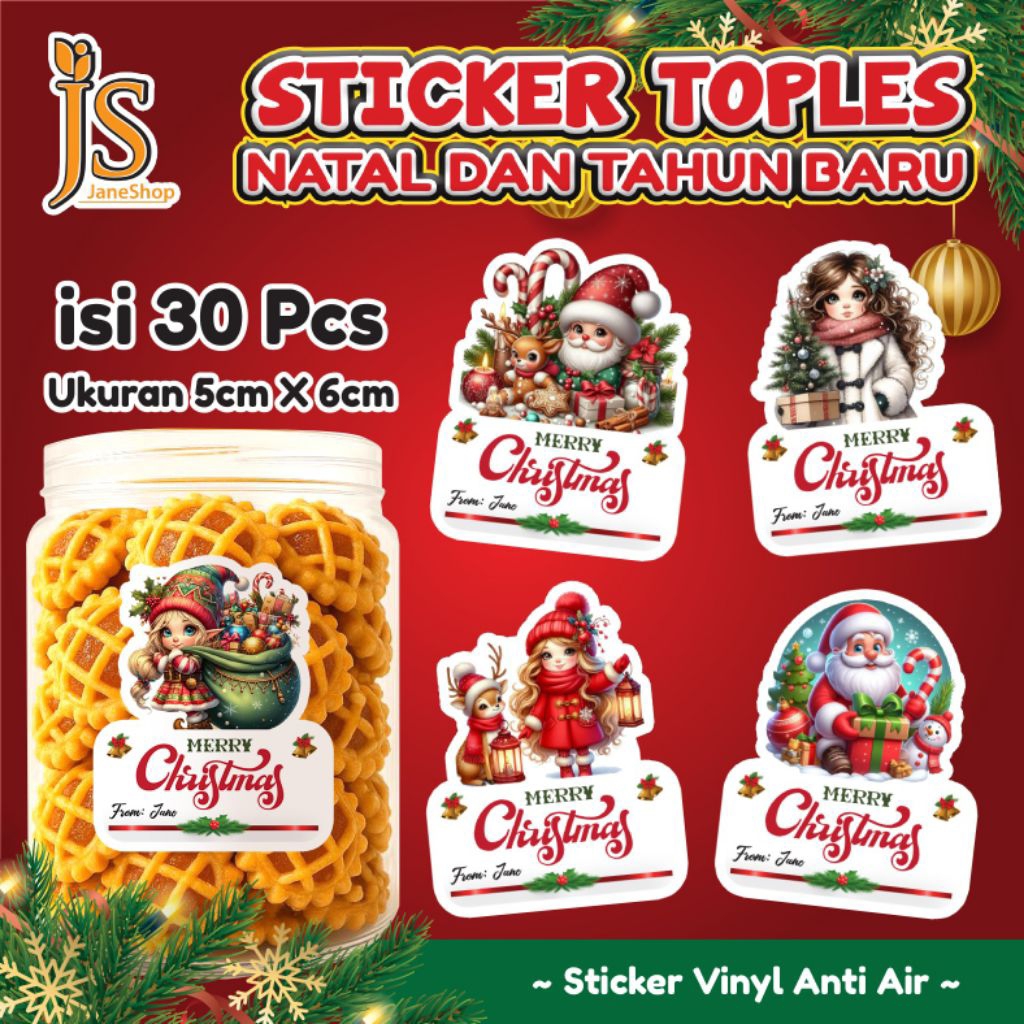 

Sticker Toples Natal Stiker Kue Kering Stiker Bento Natal Sticker Hampers Natal Tahun Baru