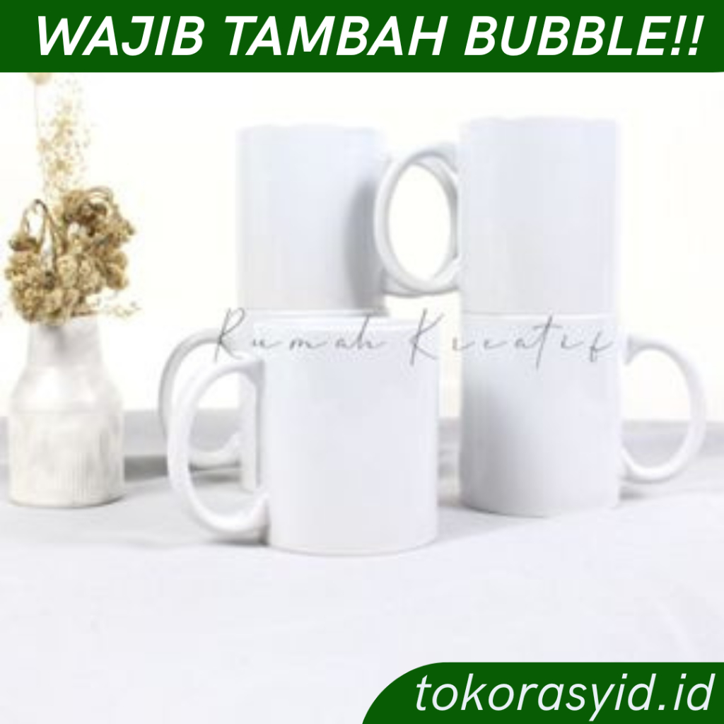 Mug Putih Import POLOS Siap Press 11 Oz (Gelas Polos Coating Sublim Sablon Custom Siap Press) GROSIR