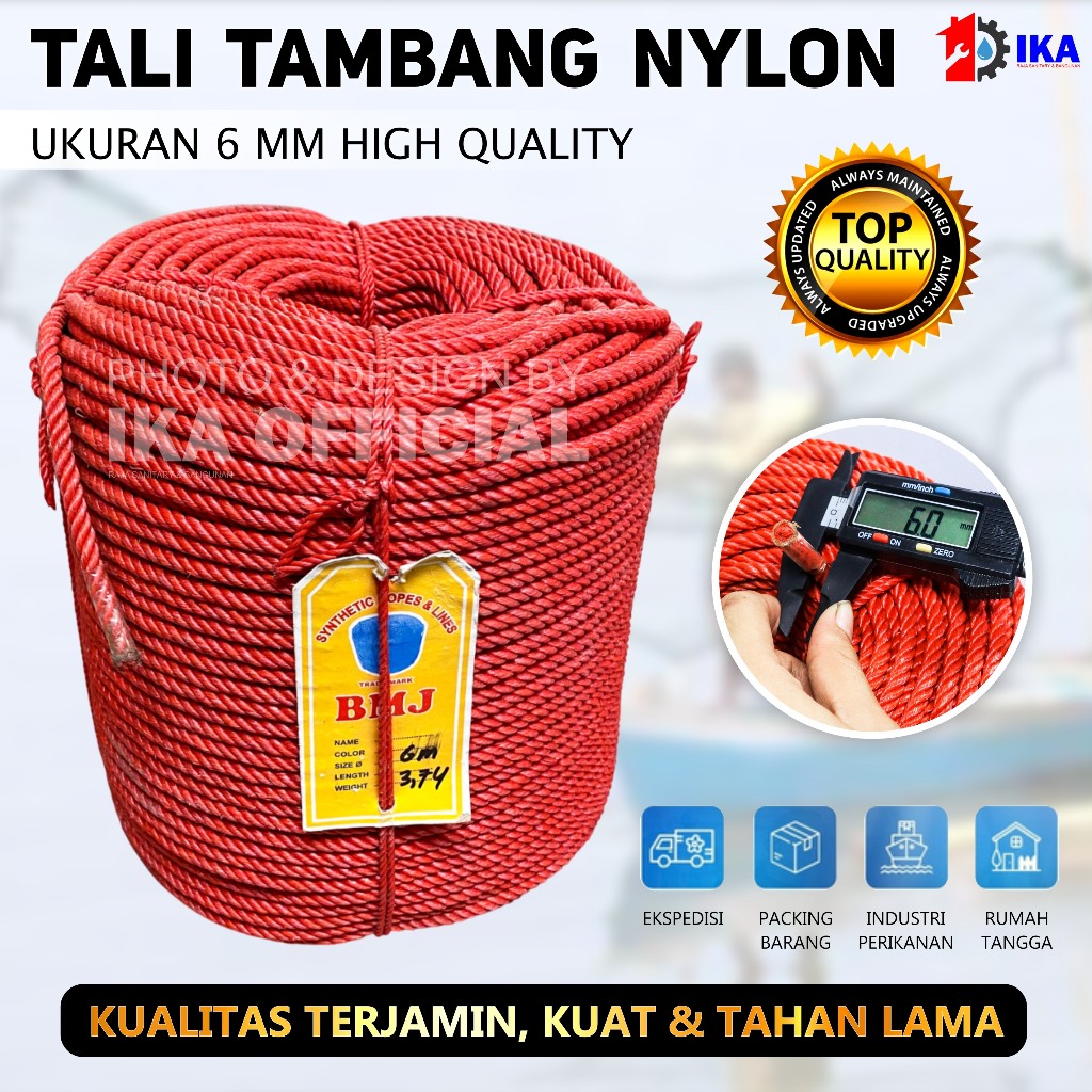 Tali Tambang Nylon / Tambang Nilon 6 mm / TALI TAMBANG PPD 6MM / TAMBANG KILOAN / TAMBANG TRUK /