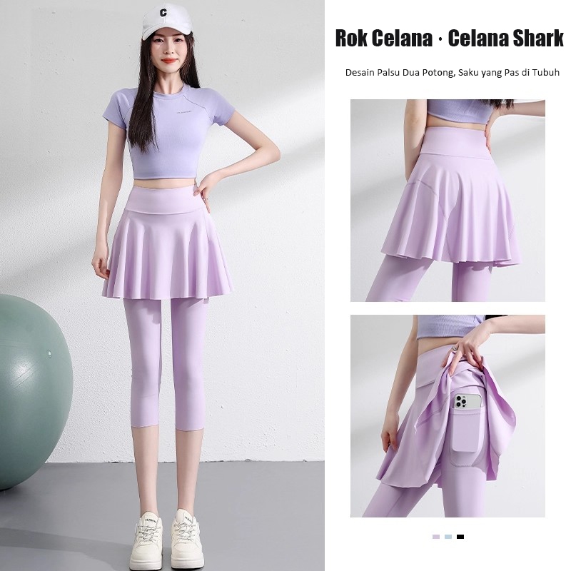 [VITALFLOW] Celana Rok Yoga 7/8 – High Waist Gym&Fitness&Yoga&Running Sport Ada Poket,Desain Trendy,