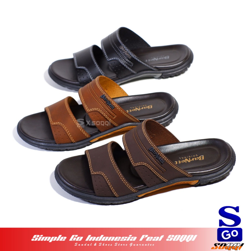 Barnett Tiger Pro Sandal Pria Casual Selop Kulit Sintetis Original Sendal Cowok Resmi Kekinian 39-43