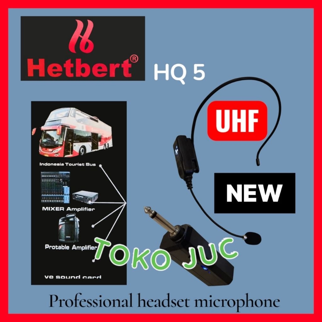 Mic headset wireless HETBERT HQ5 mic wireless headset UHF