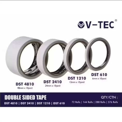 

V Tec Double Side Tape / Isolasi Double Tape 6 12 24 48 mm x 10 yard