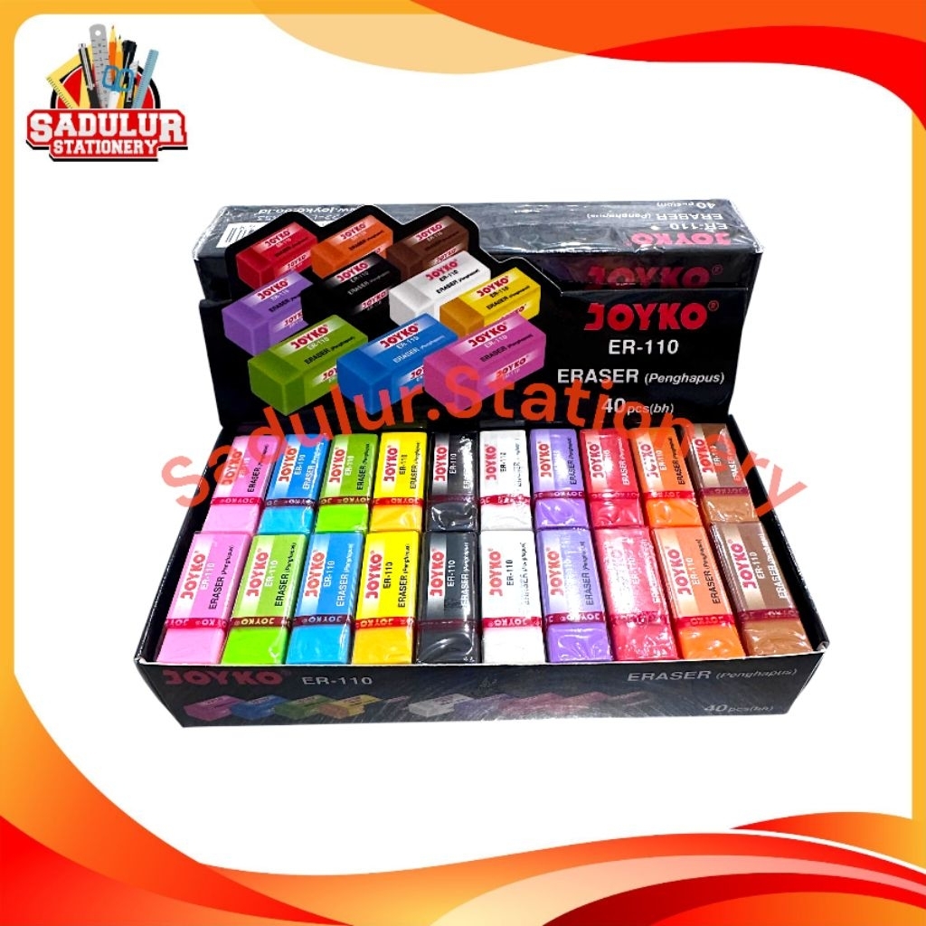 

1Pak isi 40pcs Penghapus Warna Warni Joyko ER110 Penghapus gangsing gasing laju viral