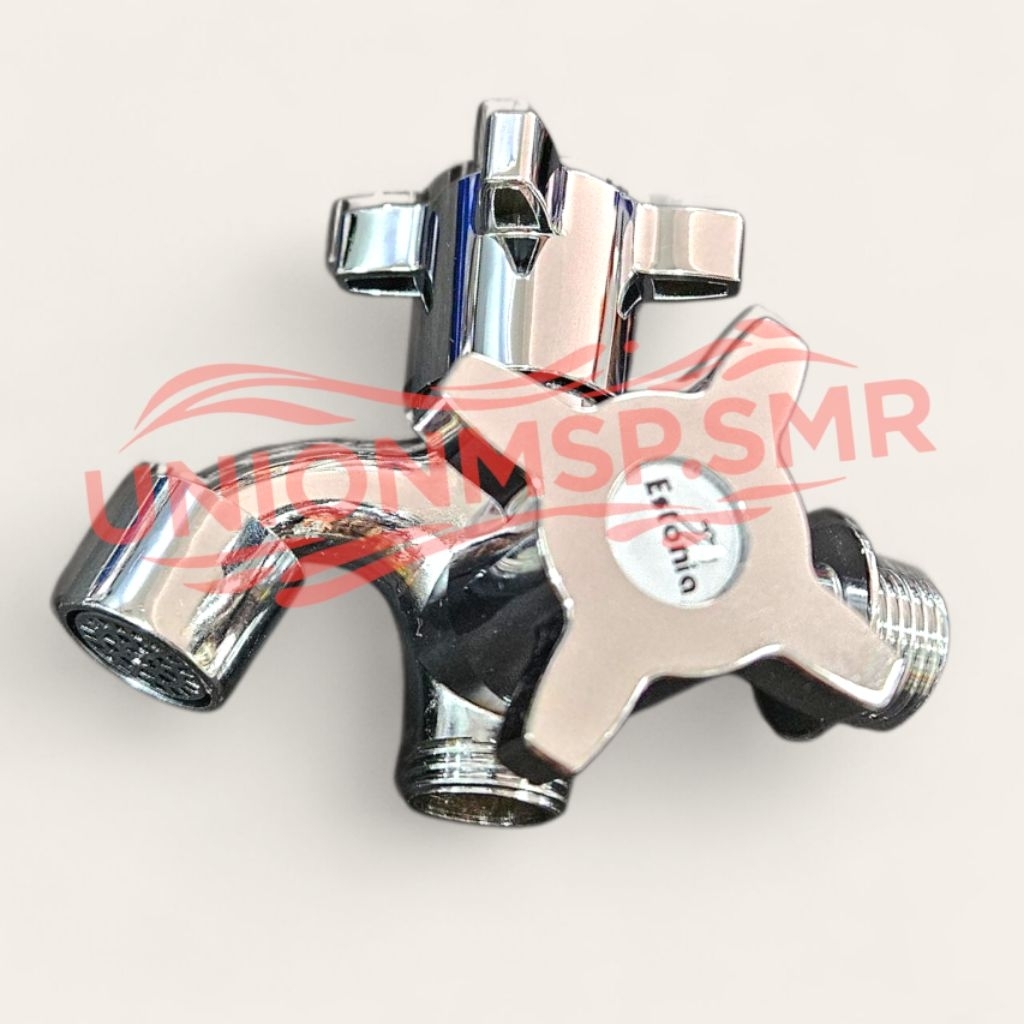 Kran Air Estonia 556-X1 Ukuran 1/2" Bahan Kuningan Chrome – Kran Cabang 2 Output Multifungsi untuk W