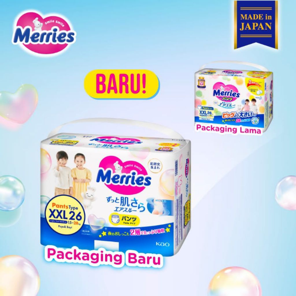 Promo 1 pcs & 2 pcs merries premium Popok Bayi Jepang Tipe Celana 2XL XXL Repac 3xl XXXL Pampers  An
