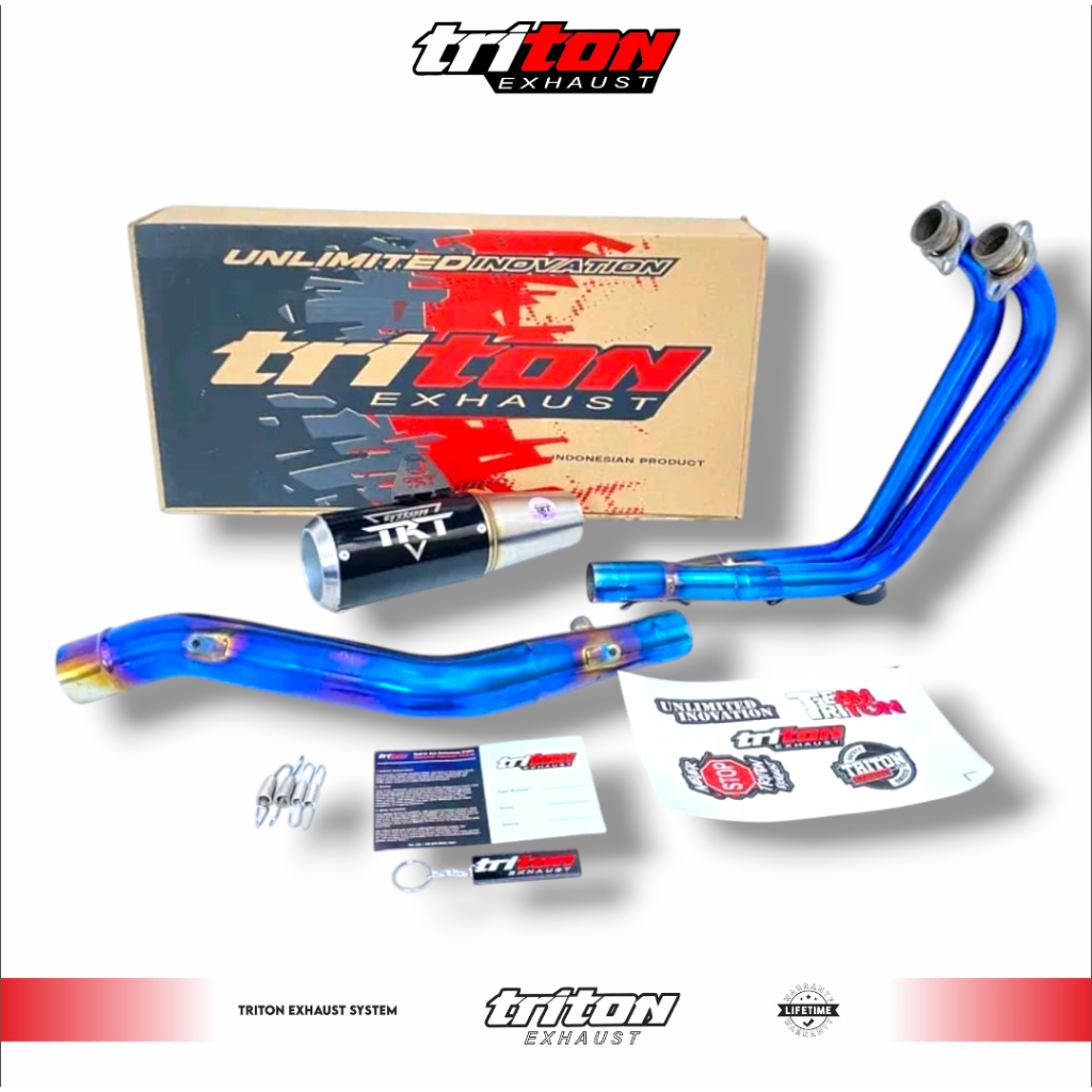 Knalpot Racing CBR250RR, Ninja 250 Fi, R25, MT25 Triton Exhaust type GT-5 Header Full Bluemoon