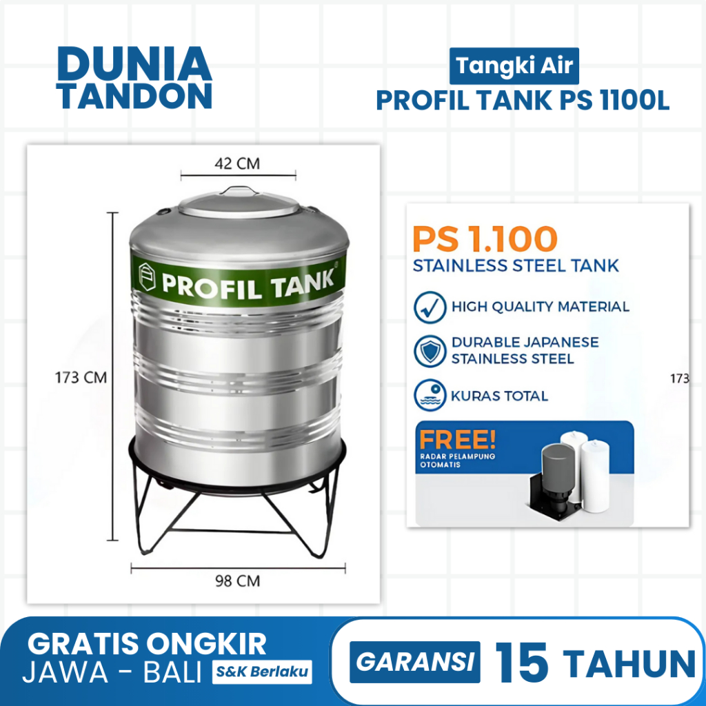 Tandon Toren Tangki Air Stainless  PS 1100 tangki Dengan Kaki Profil Tank / Profil Tank Stainless 11