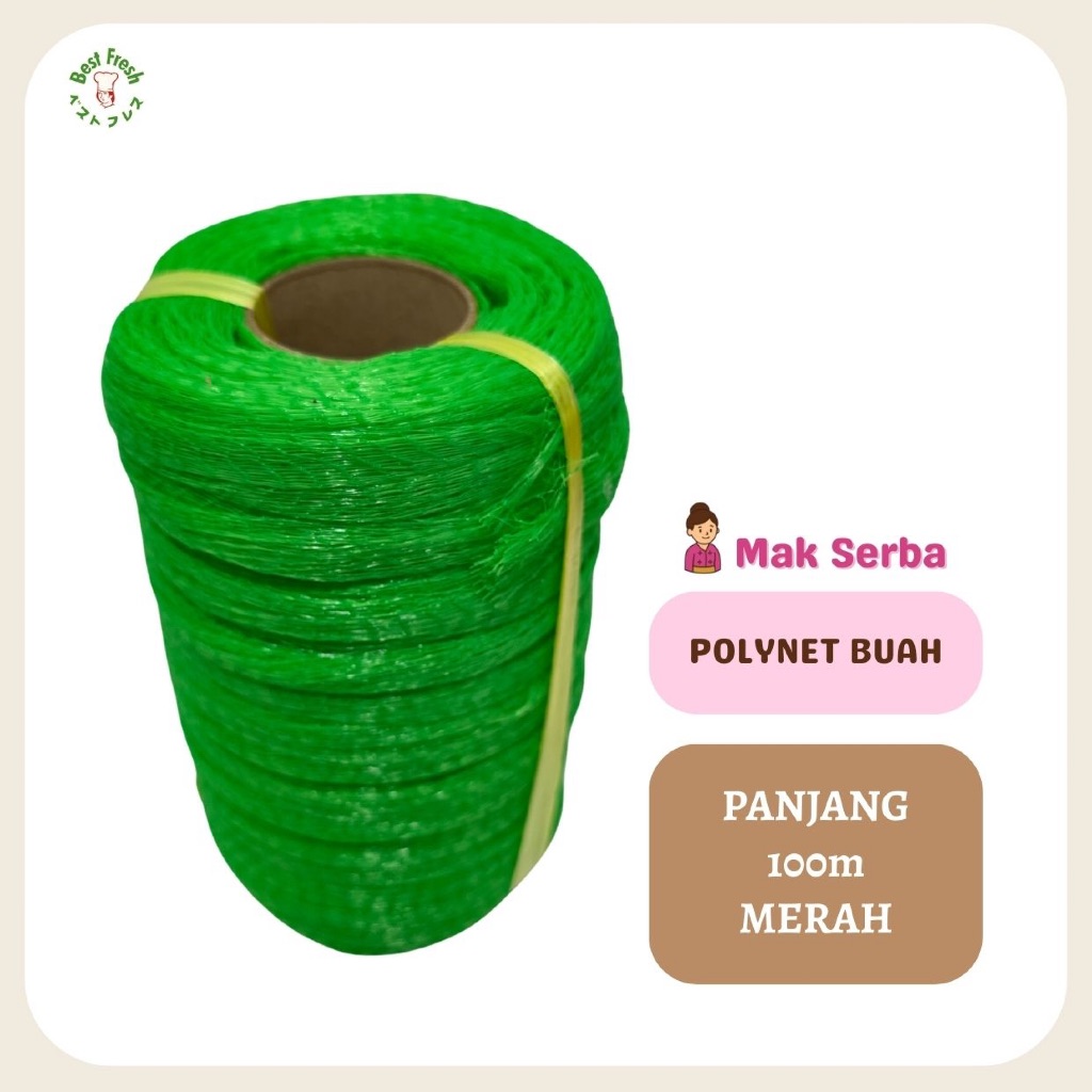 BEST FRESH Polynet Buah Roll 100m Hijau / Jaring Buah / Polynet Pelindung Buah / Polynet Packing Bua