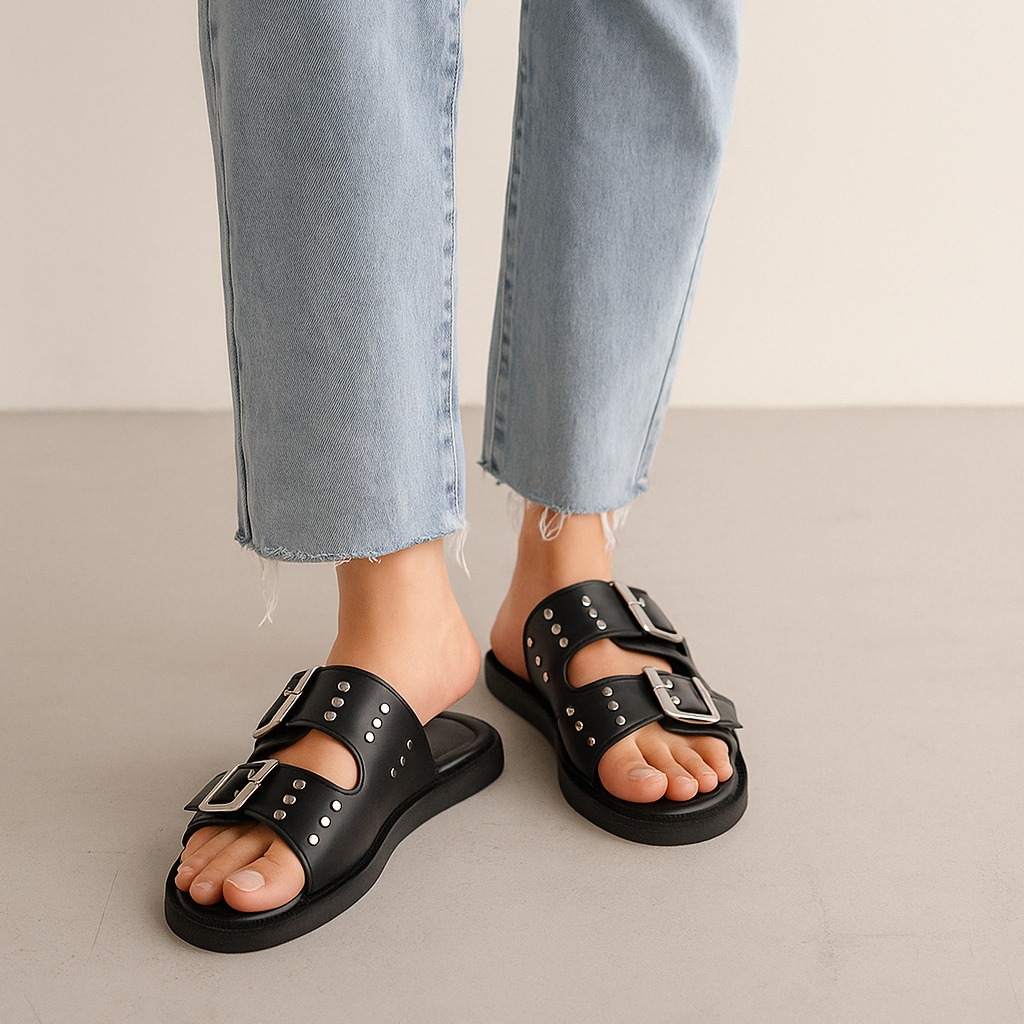 Zavatu Sandal Flat Wanita Size Jumbo Kaki Lebar 41-45|Sendal Platform Casual Remaja Kekinian DU 483