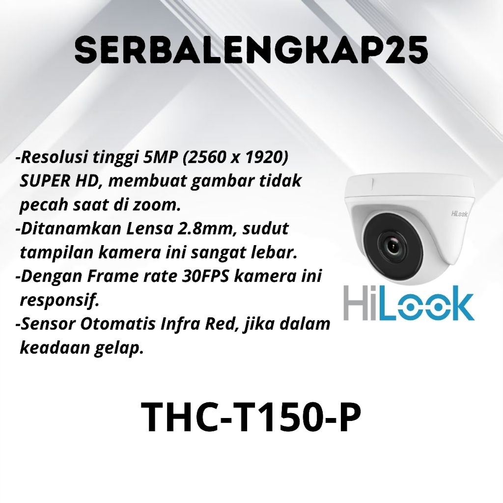 CAMERA HILOOK INDOR 5MP THC T150P INNDOR HILOOK 5MP TURBO HD