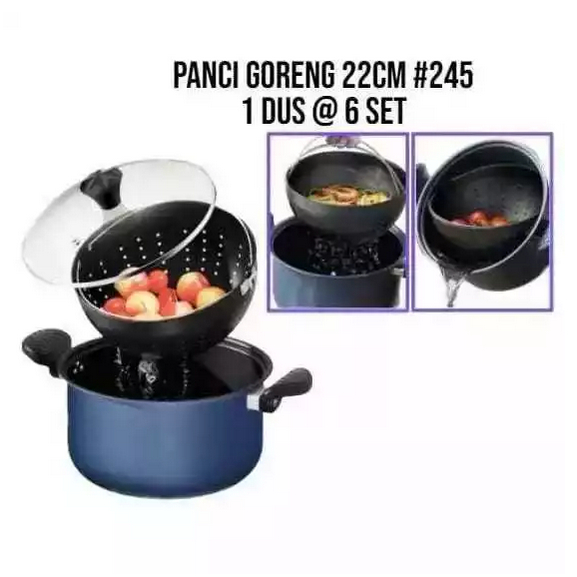Panci Goreng 22CM/ Panci Kukusan / Panci Saringan/ Panci Serbaguna/ Panci Kuping 2