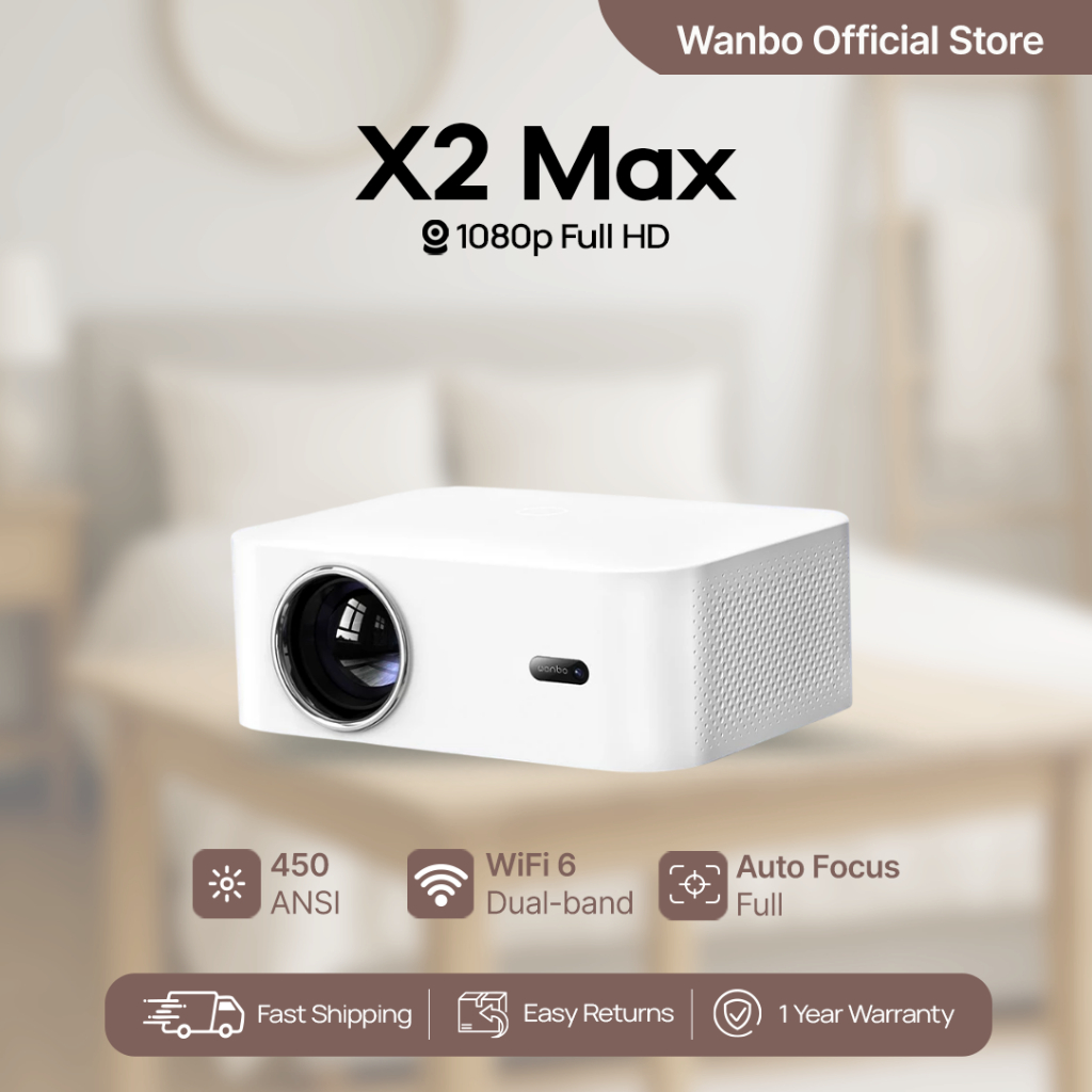 Wanbo X2 Max Proyektor 1080P 450 ANSI Lumens Biru Tua