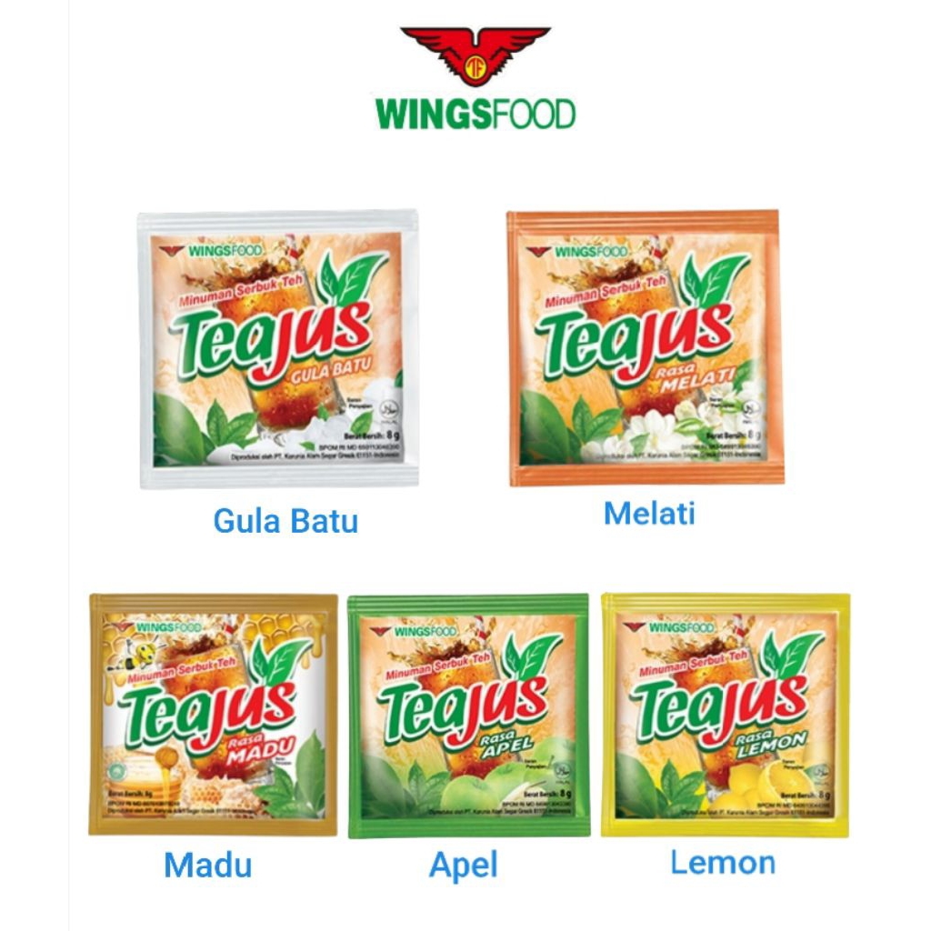 

Teajus Minuman Serbuk Teh Sachet 6gr Gula Batu, Melati, Madu, Apel, Lemon