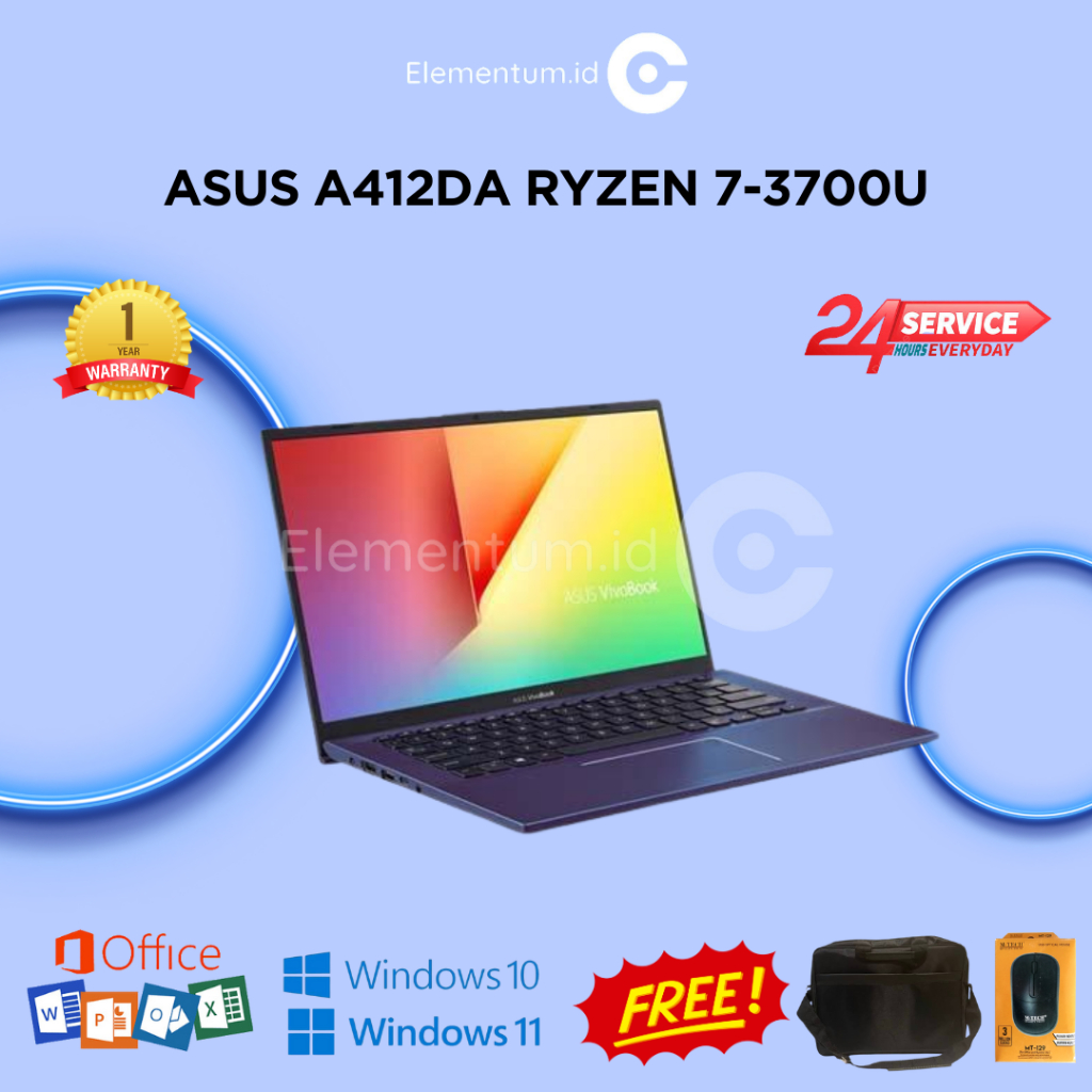 Laptop ASUS A412DA Ryzen 7-3700U - 8GB 512SSD - Vega 10 - Full HD