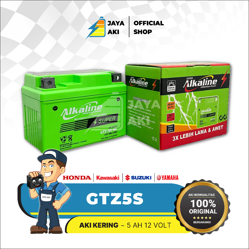 Aki Motor Beat Karbu Beat FI ALKALINE GTZ5S MF Accu Kering