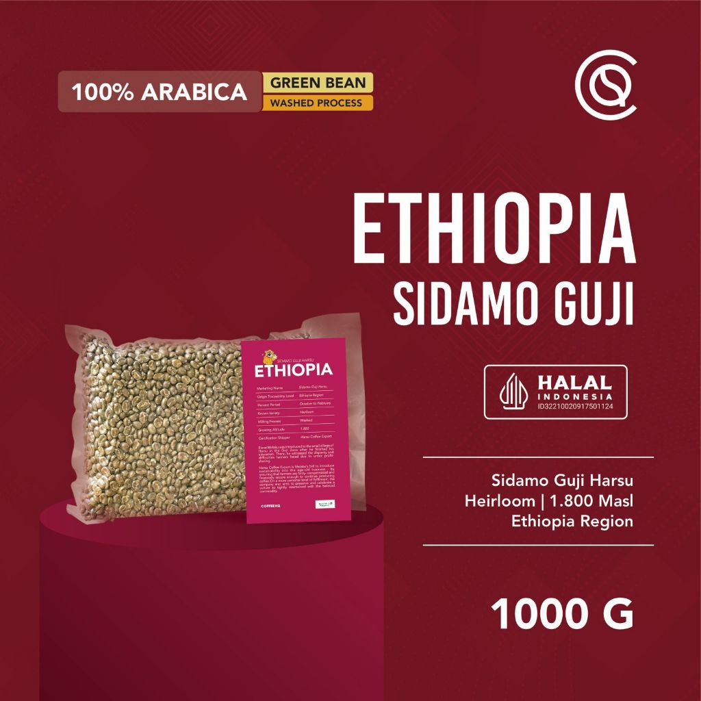 

Biji Kopi Arabika ETHIOPIA Sidamo Guji Harsu G1 Arabica Green Beans