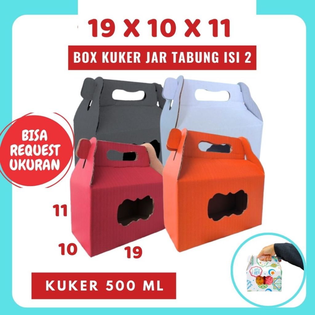 

Box 19x10x11 Jinjing (KUKER TOPLES JAR 500ml Isi 2) Gable Box Kardus Kue Kering Idul Fitri /Hampers