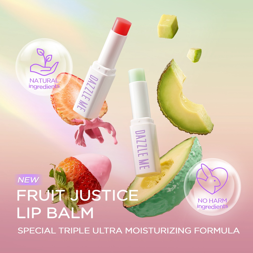 DAZZLE ME Fruit Justice Lip Balm Triple Ultra Moisturizing Formula Vitamin E Baby Lips UV Protection