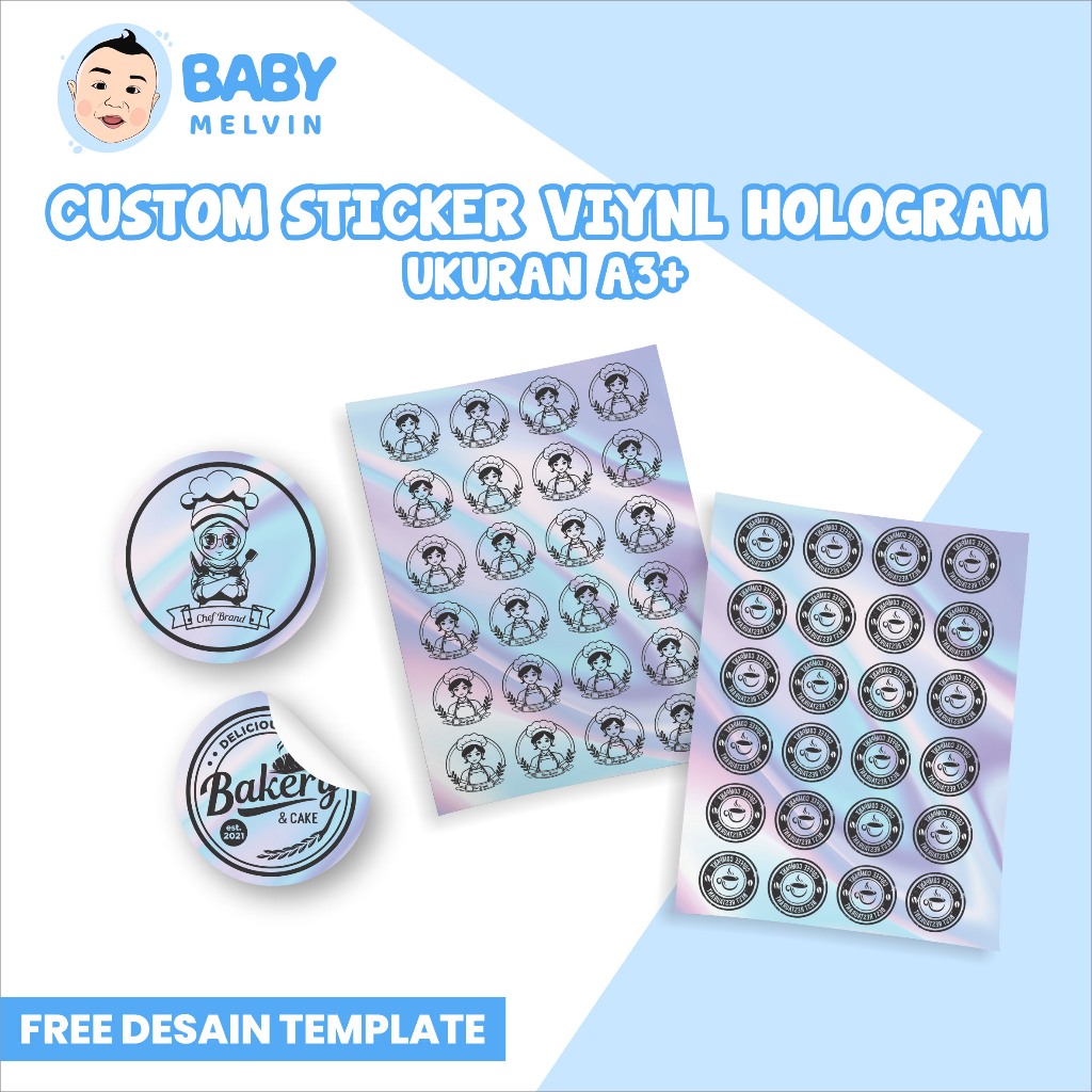 

Baby Melvin Cetak Stiker Hologram | Custom Stiker Hologram | Stiker Kemasan Produk | High Quality