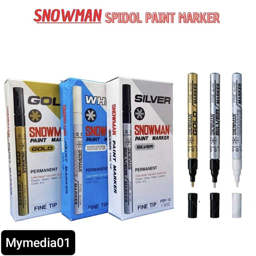 

1 PACK (12 PCS) SPIDOL PERMANENT SNOWMAN PAINT MARKER FINE TIP TERMURAH