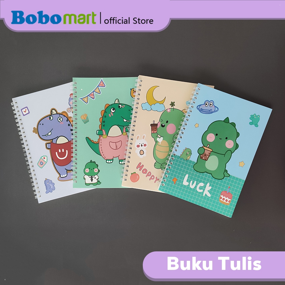 

BOBOMART Buku Tulis Catatan Bergaris Spiral Ruled Notebook Dino A5 40 Lembar ZXB-88803