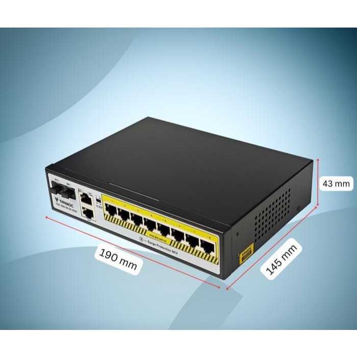 Tarmoc TSW-1008-2G-120W, 8 Port Gigabit POE 802.3af/at POE Switch 120W