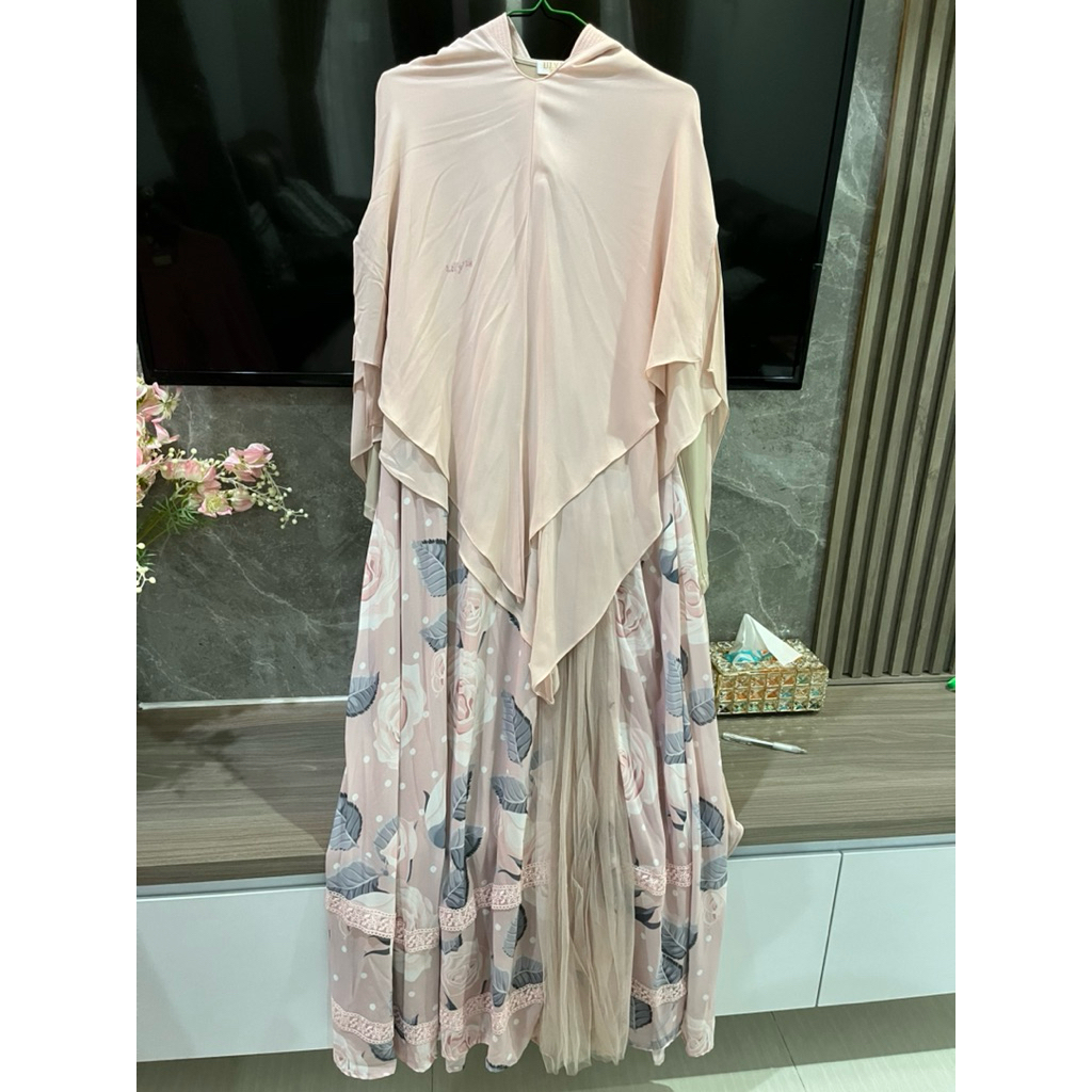 preloved gamis syari set printing by ulya hijab