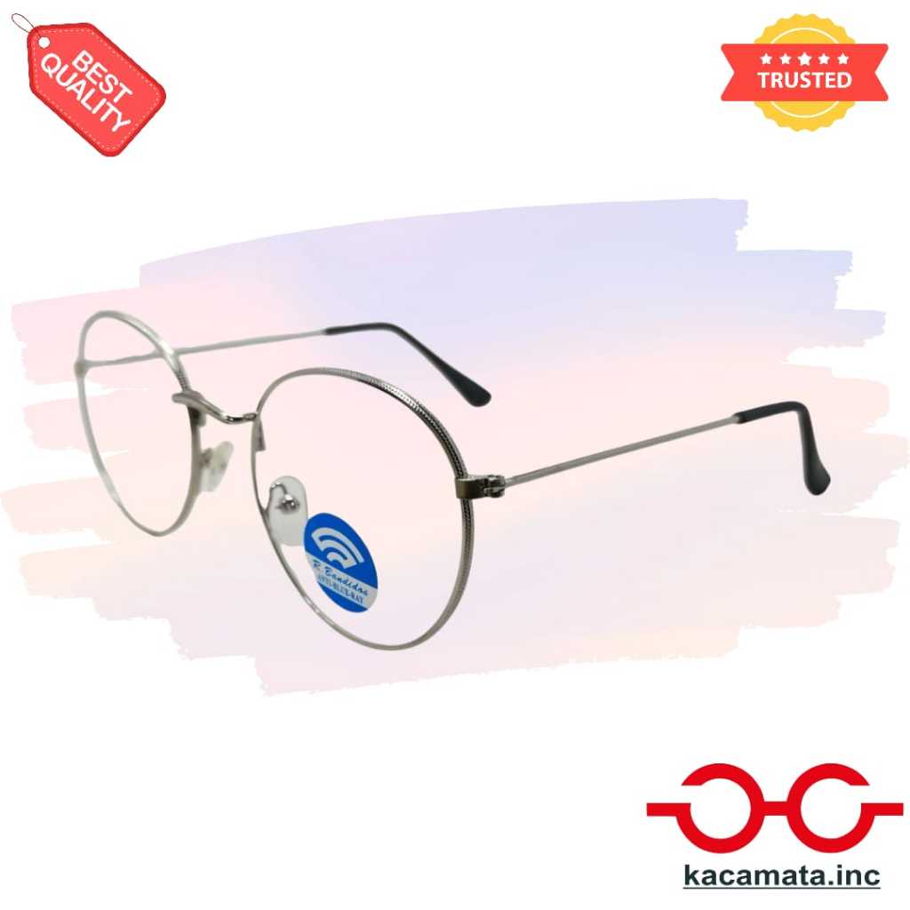 Kacamata Anti Radiasi HP komputer Frame Oval Lensa Normal Bening model Bulat Gaya Idol Korea - LS155
