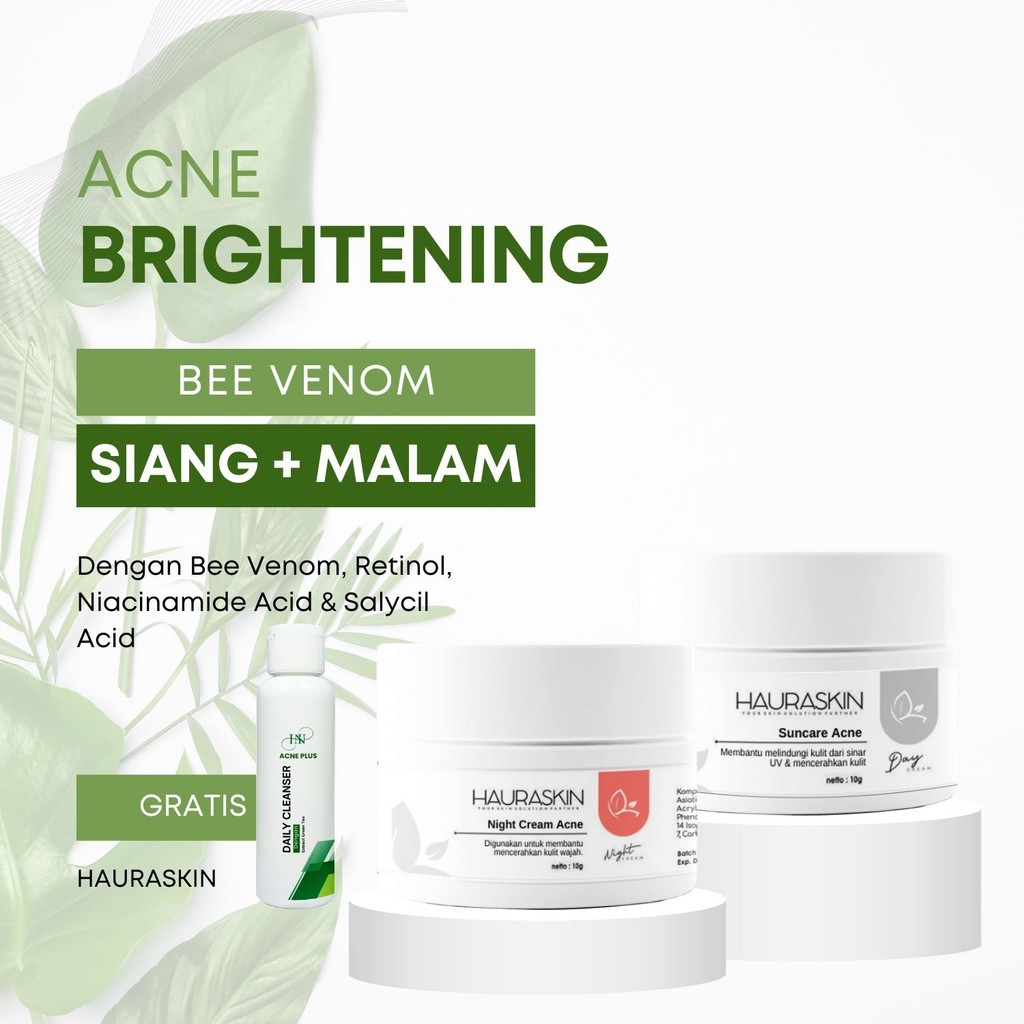 Hauraskin Acne Brightening Bee Venom – Paket Siang + Malam