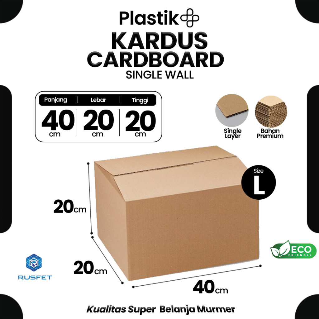

Kardus Box Packing Dus 40 x 20 x 20CM Karton Single Layer Coklat Polos Harga Ecer Satuan - Rusfet