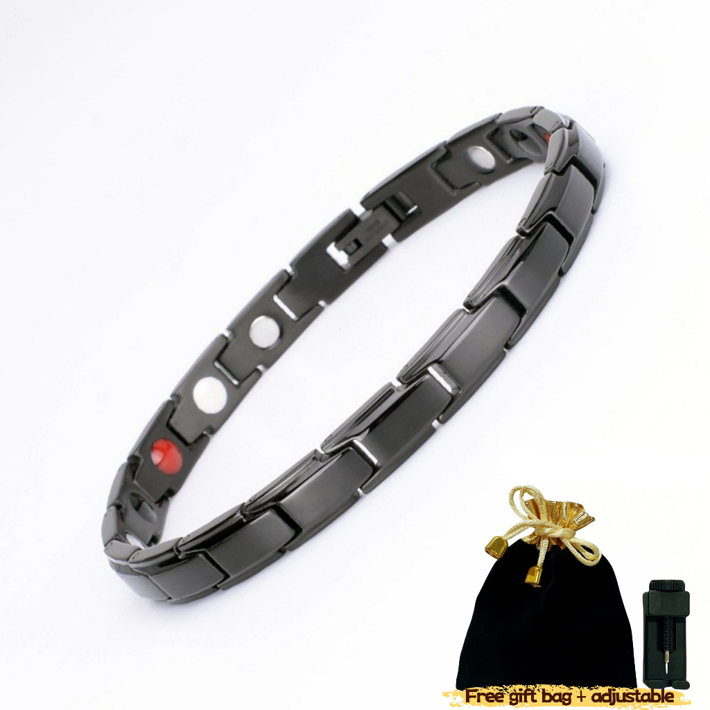 BESTPROMO Gelang magnet kesehatan terapi Jam Tangan Gelang Magnet Kesehatan Terapi hitam gold silver
