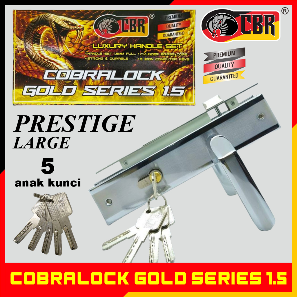 CBR COBRALOCK GOLD SERIES Handle Pintu / Kunci Pintu Rumah Gold Series Tebal 1.5mm Prestige Large + 