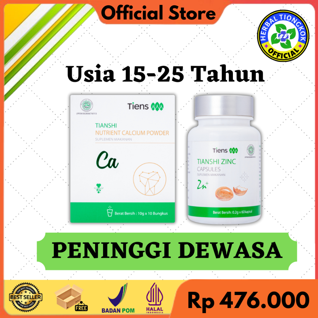 

Peninggi Badan Bpom Ampuh Remaja Dewasa Zinc Capsule dan Suplemen Susu Tinggi Kalsium Anak Grow