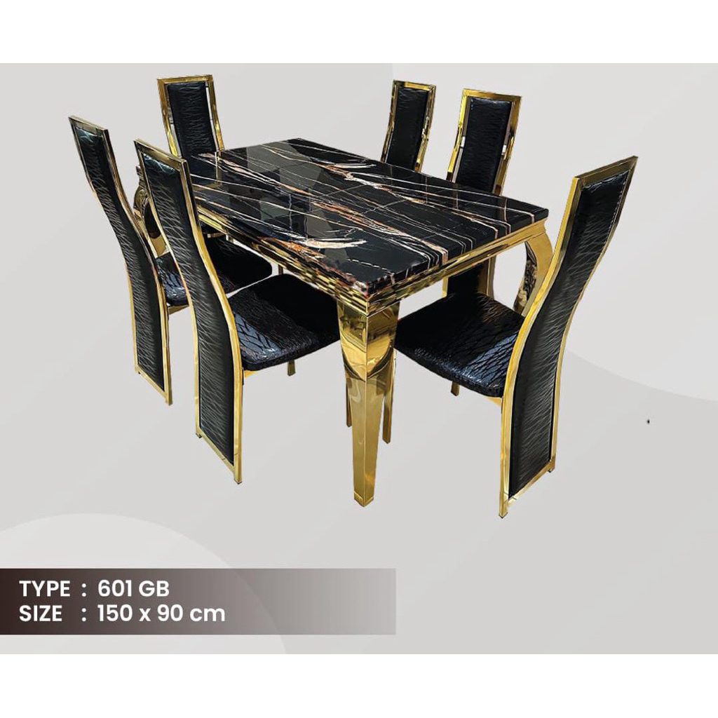 Meja Makan Marmer Import 6 kursi